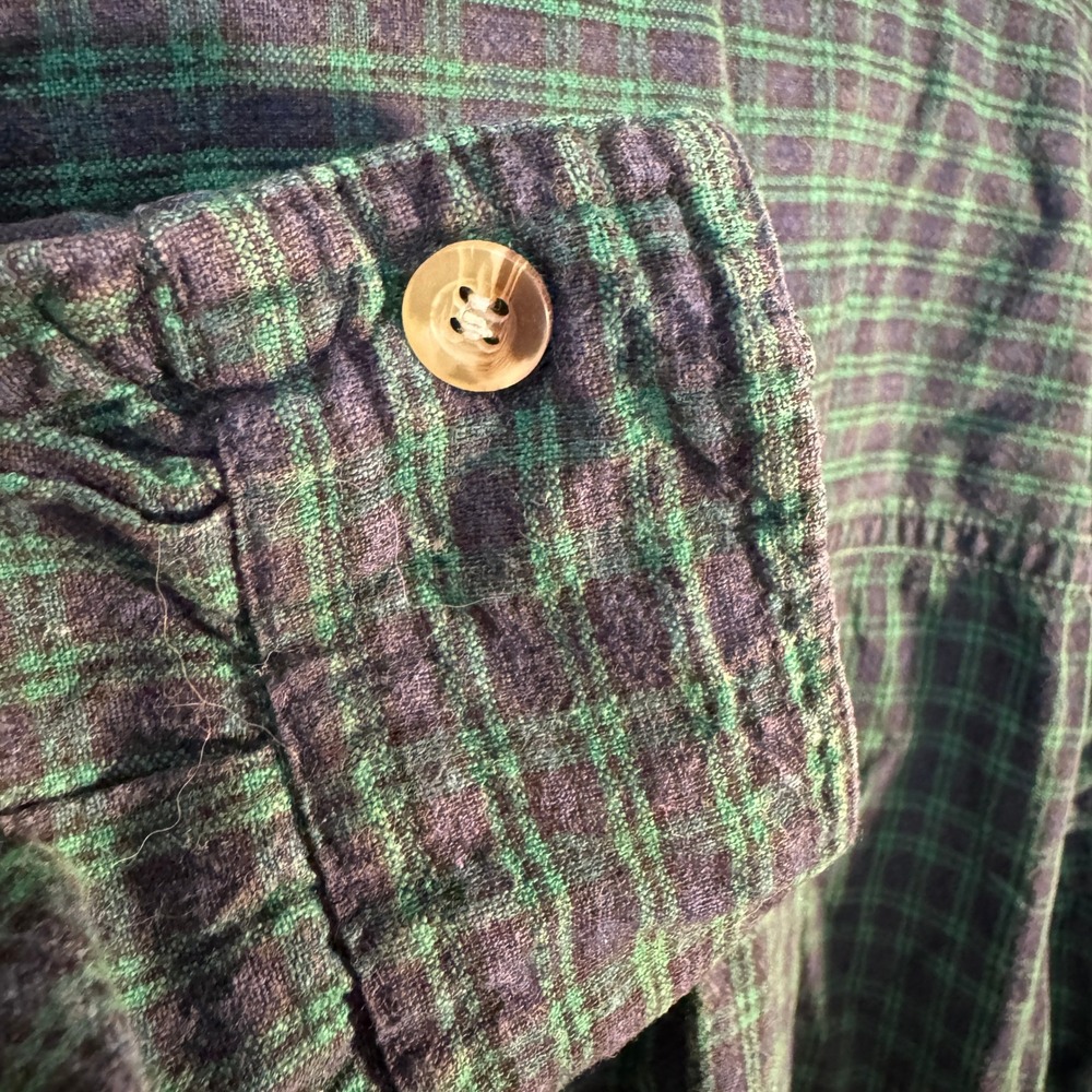 Vtg 90s Embroidery Scottie Dog Plaid Flannel Green Corduroy Cottagecore Farmcore - Picture 8 of 8